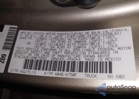 2008 Toyota Tacoma Base V6 z USA, uszkodzony, nr VIN 3TMLU42N18M015682